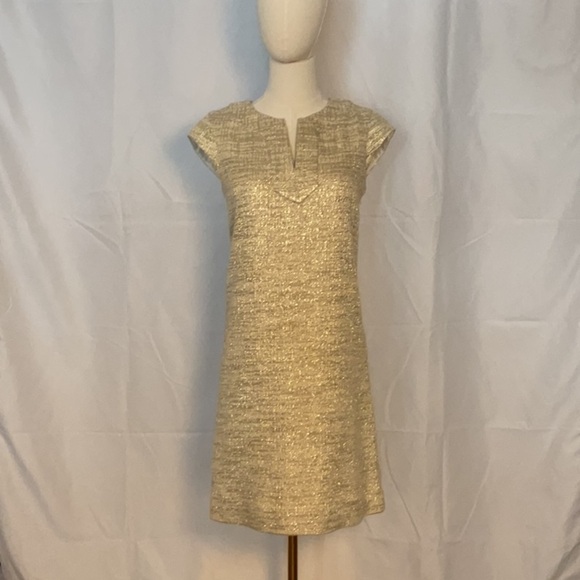 kate spade Dresses & Skirts - Kate Spade metallic tweed shimmering cap sleeve shift dress size 2